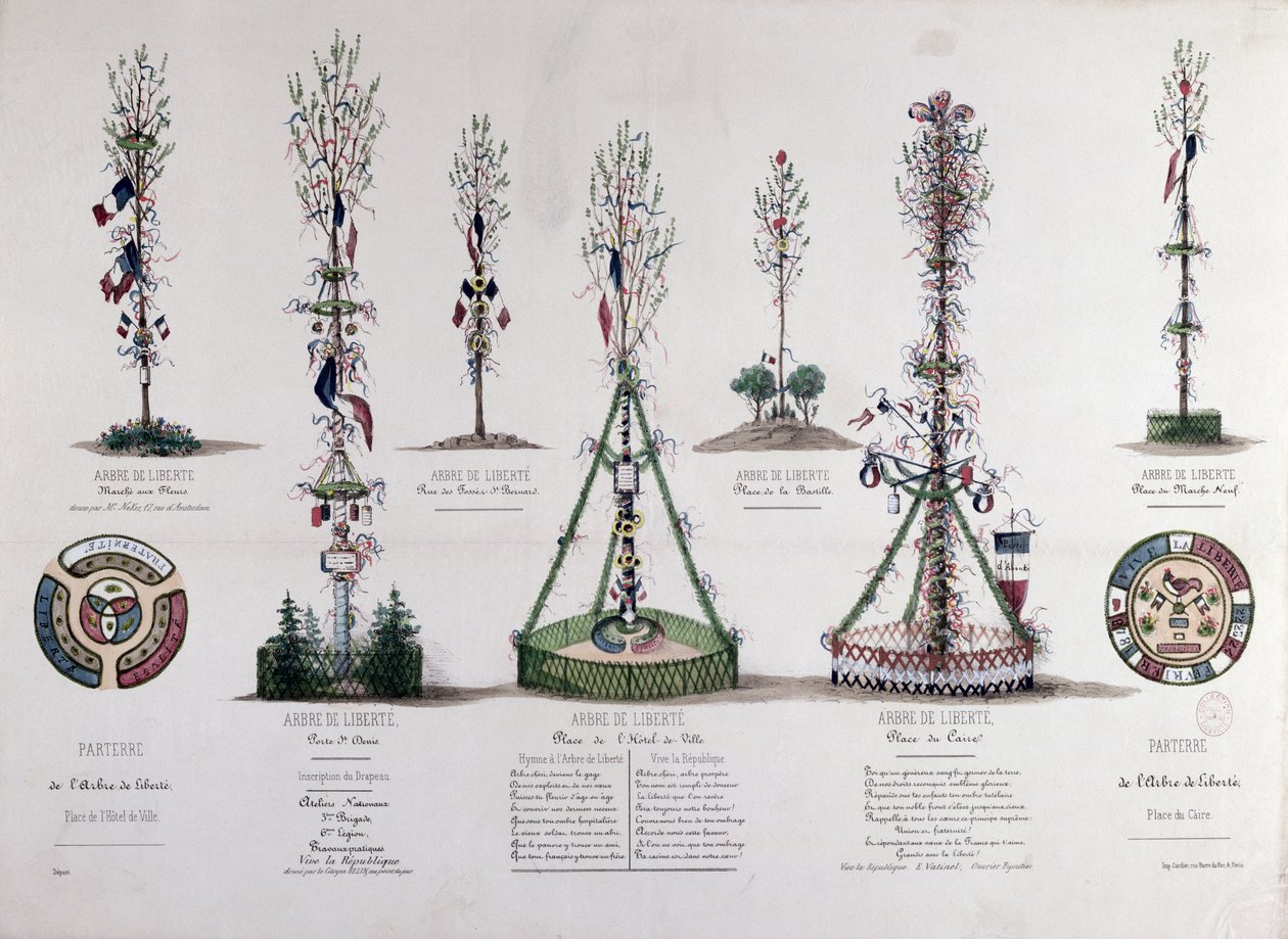1848-ban Párizsban ültetett szabadságfák (színes metszet) alkotó: French School