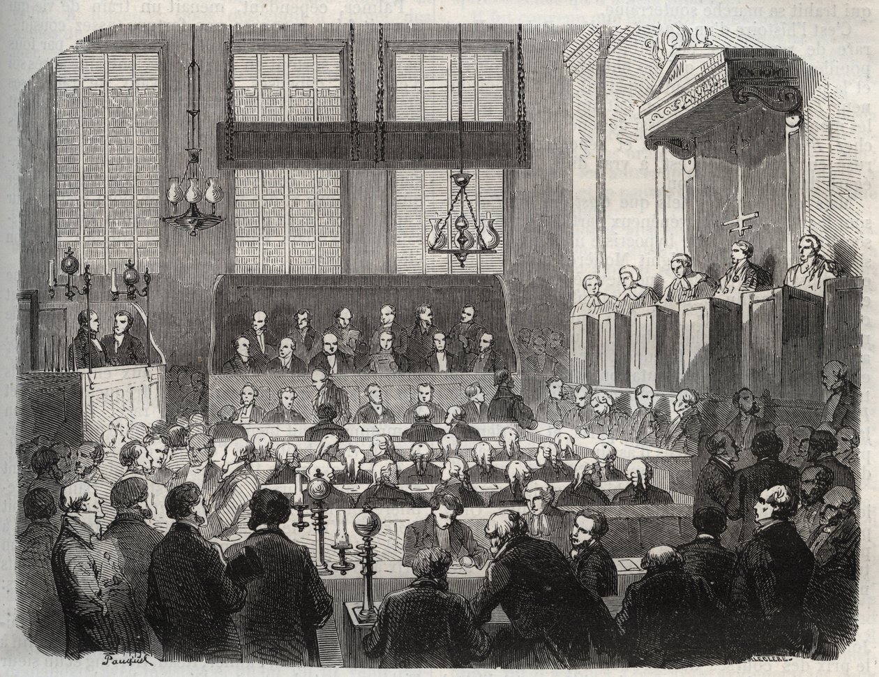 William Palmer per a Központi Büntetőbíróságon, 1856. május, John Parsons Cook megmérgezése miatt, Rugeley-ben (metszet) - William Palmer a londoni Központi Büntetőbíróság előtt 1856-ban - Armand Fouqui „Causes celebres de tous peuples” vésése alkotó: French School