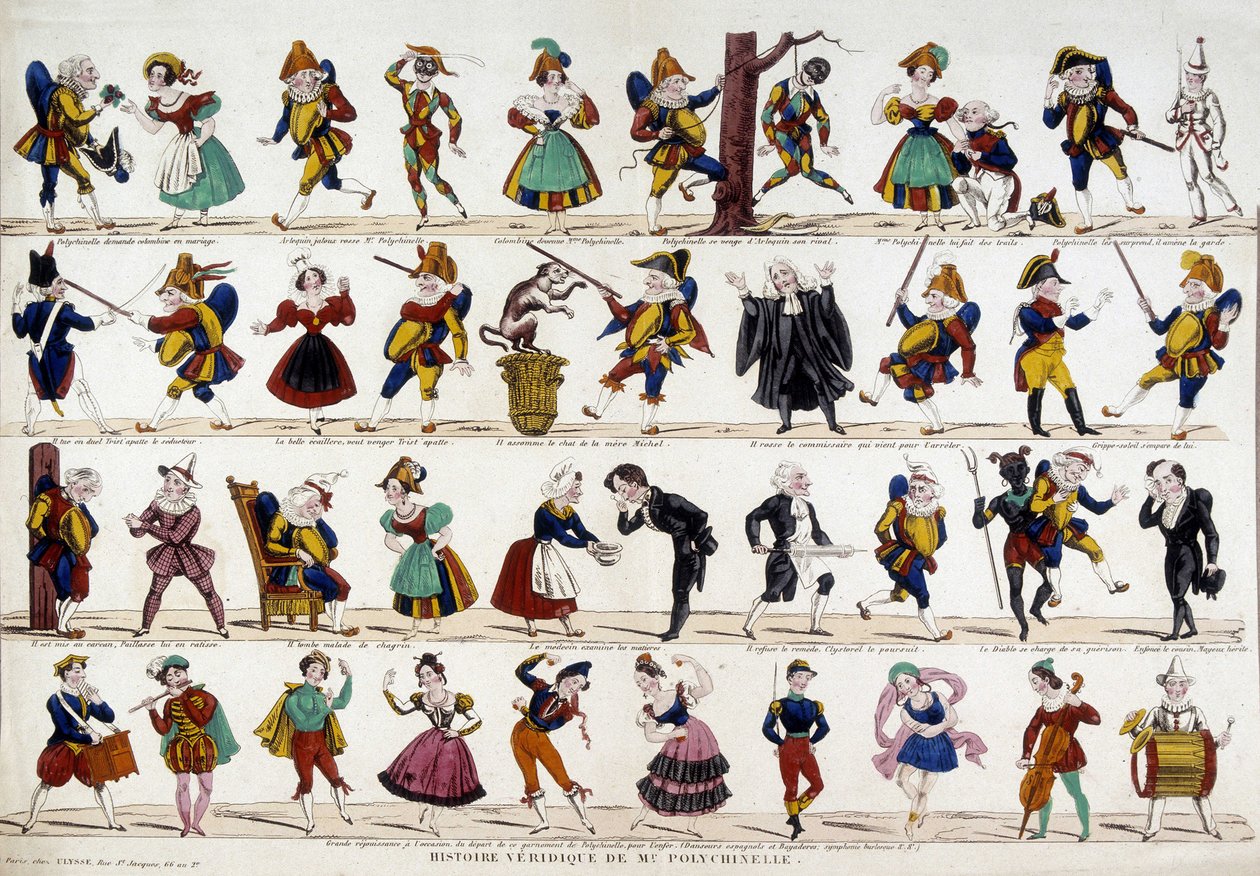 Monsieur polychinelle (polichinelle) igaz története. Epinal képe, sd. 19. század. alkotó: French School