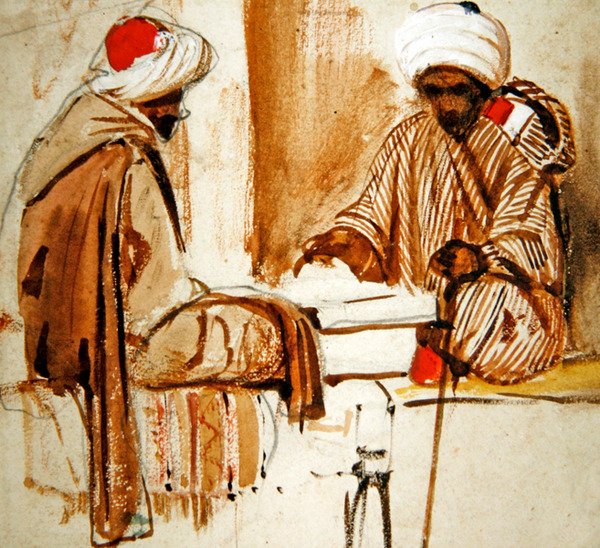 Két arab játszik backgammont alkotó: French School