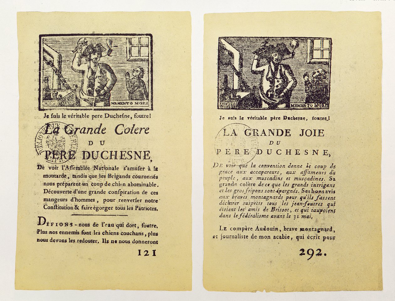 Két oldal a La Grande Colere-ből, Pere Duchesne, 1792 alkotó: French School
