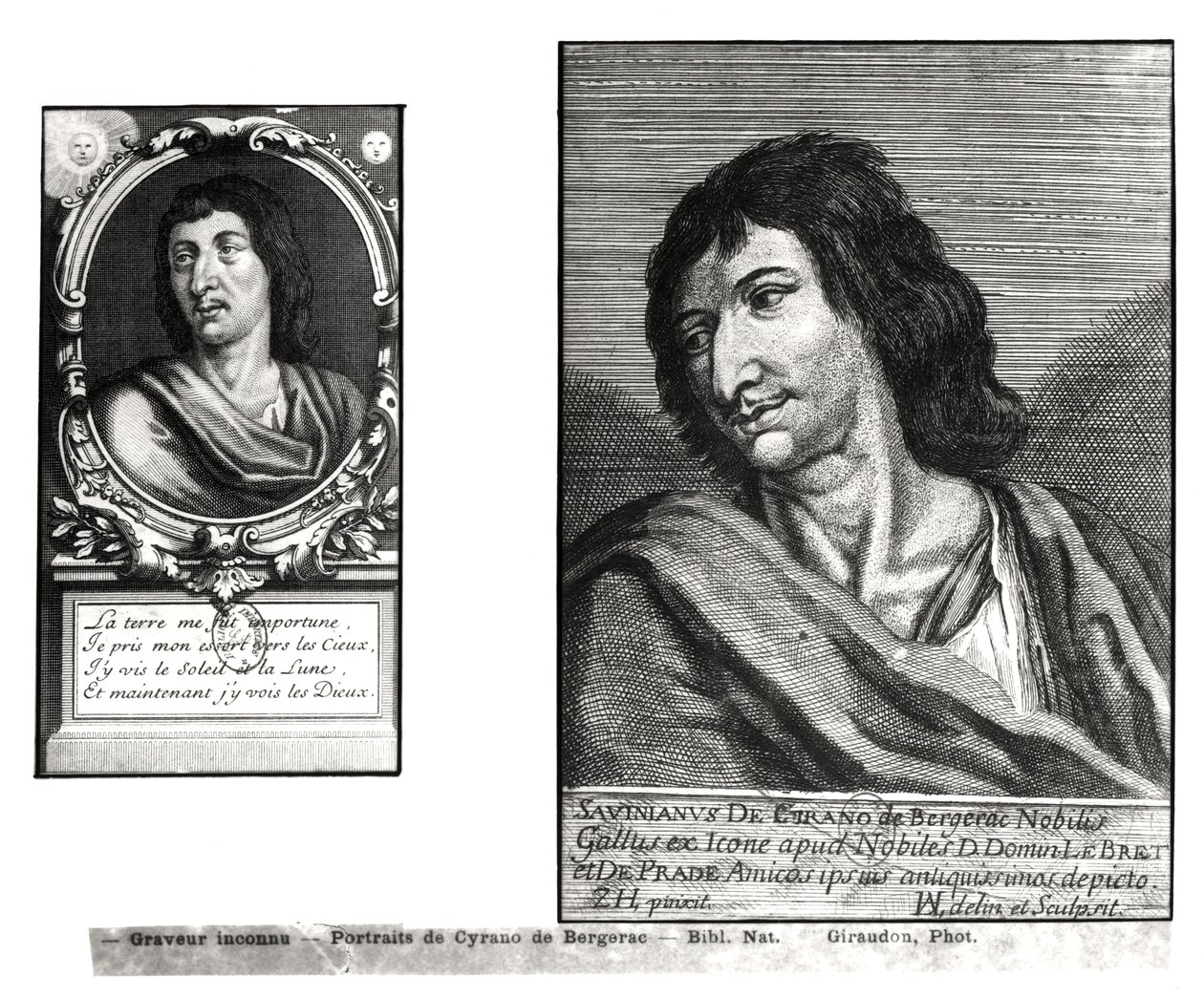 Savinien Cyrano de Bergerac (1619-55) két portréja, jobb oldalon Zacharie Heince (1611-69) után alkotó: French School