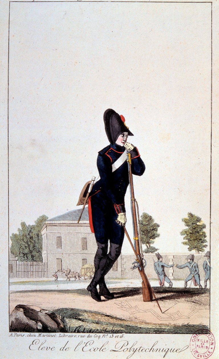 Egyenruha: a Műszaki Iskola tanulója a XIX. századi nyomatok. Párizs, Musee Carnavalet alkotó: French School
