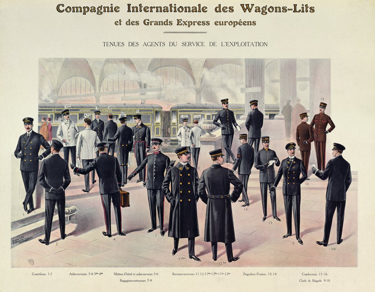 Egyenruha a Compagnie des Wagons-Lits alkalmazottainak, 1910 körül alkotó: French School