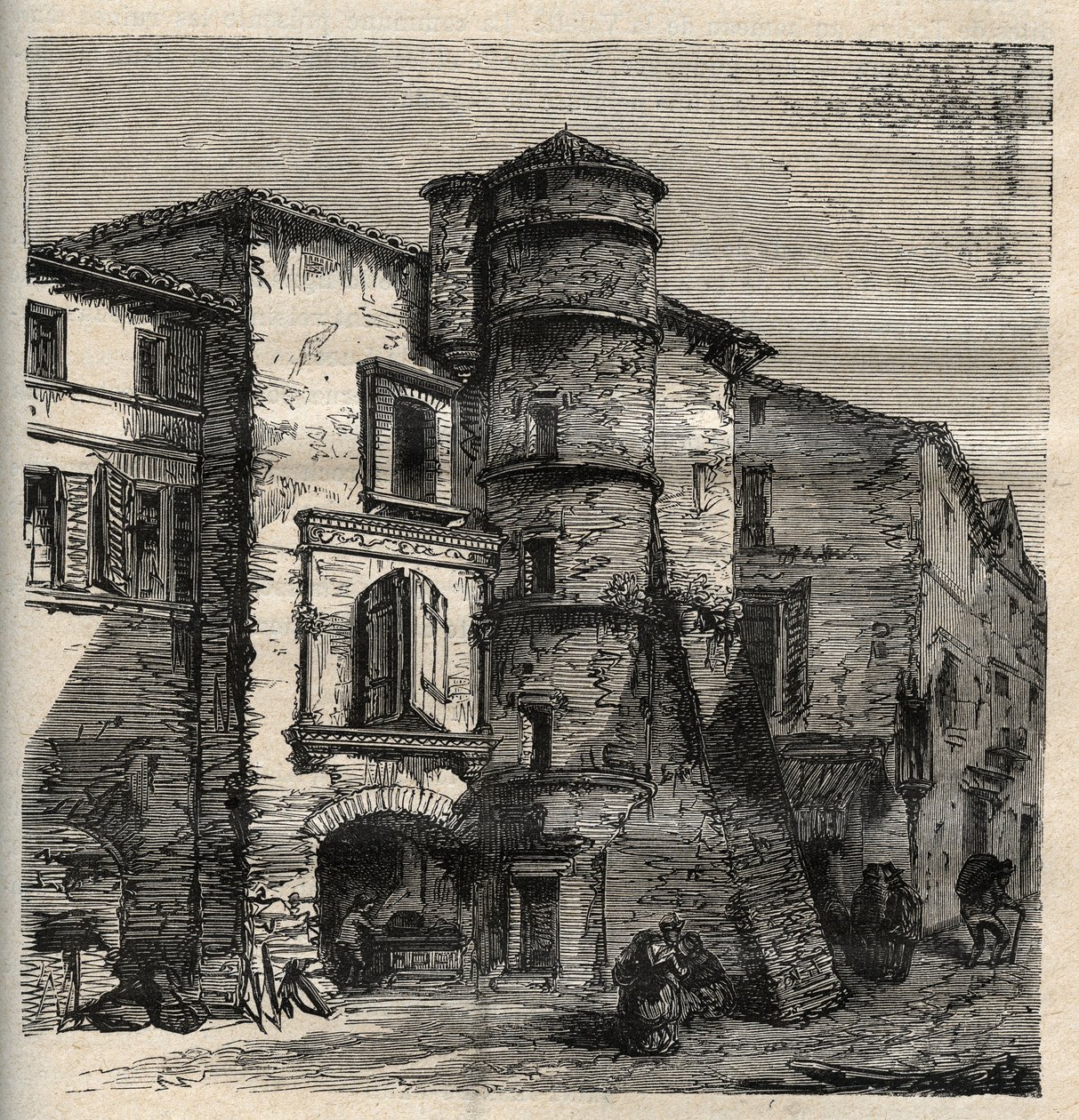 Uzes - a régi kastély -Gard - Franciaország - metszet "" PATRIE" - PECTUREQUIREQUE FRANCIAORSZÁG LEÍRÁSA 6 KÖTETÉSBEN LUCIEN HUARD - 19. század vége alkotó: French School