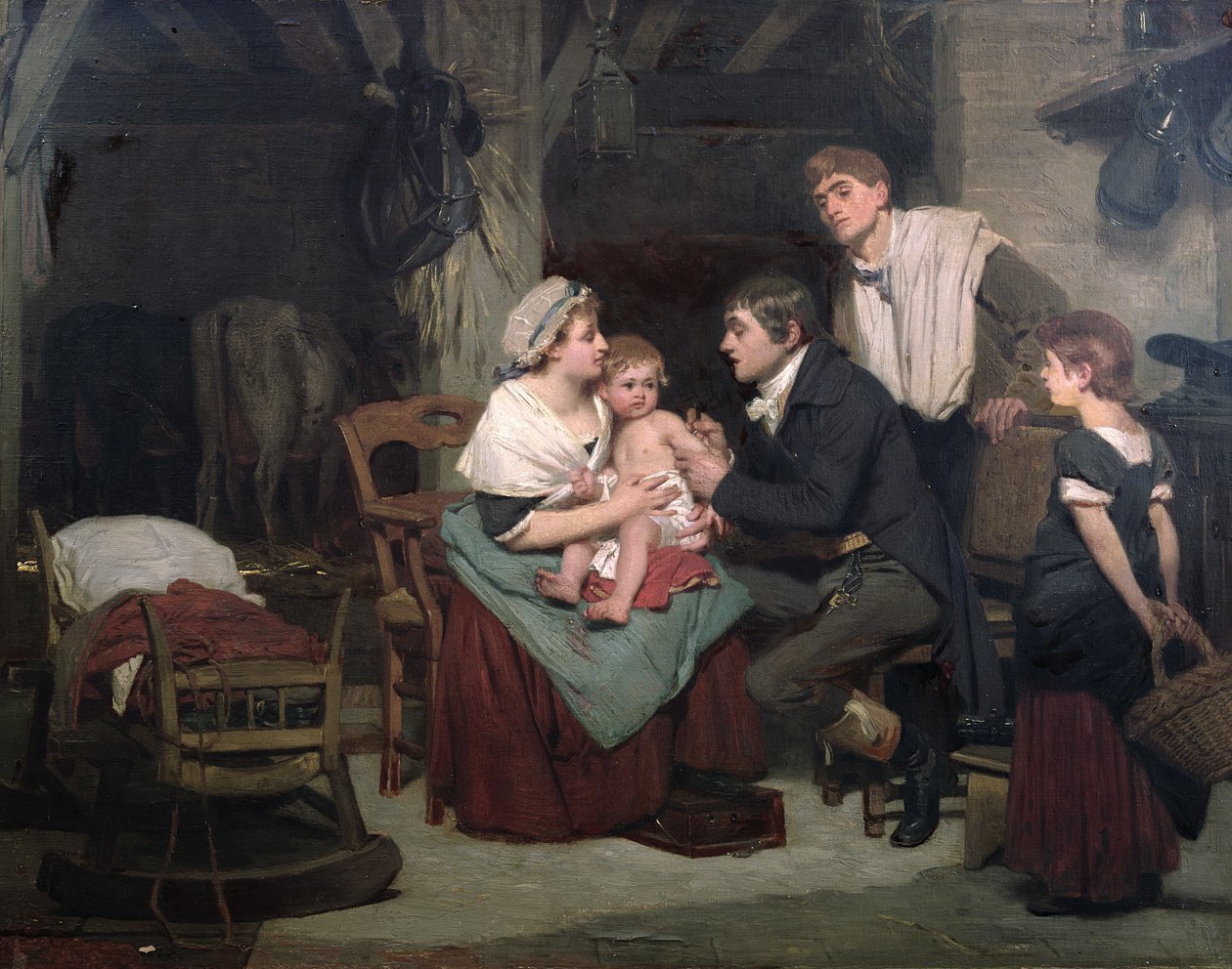 Himlő elleni oltás, 1800 körül alkotó: French School