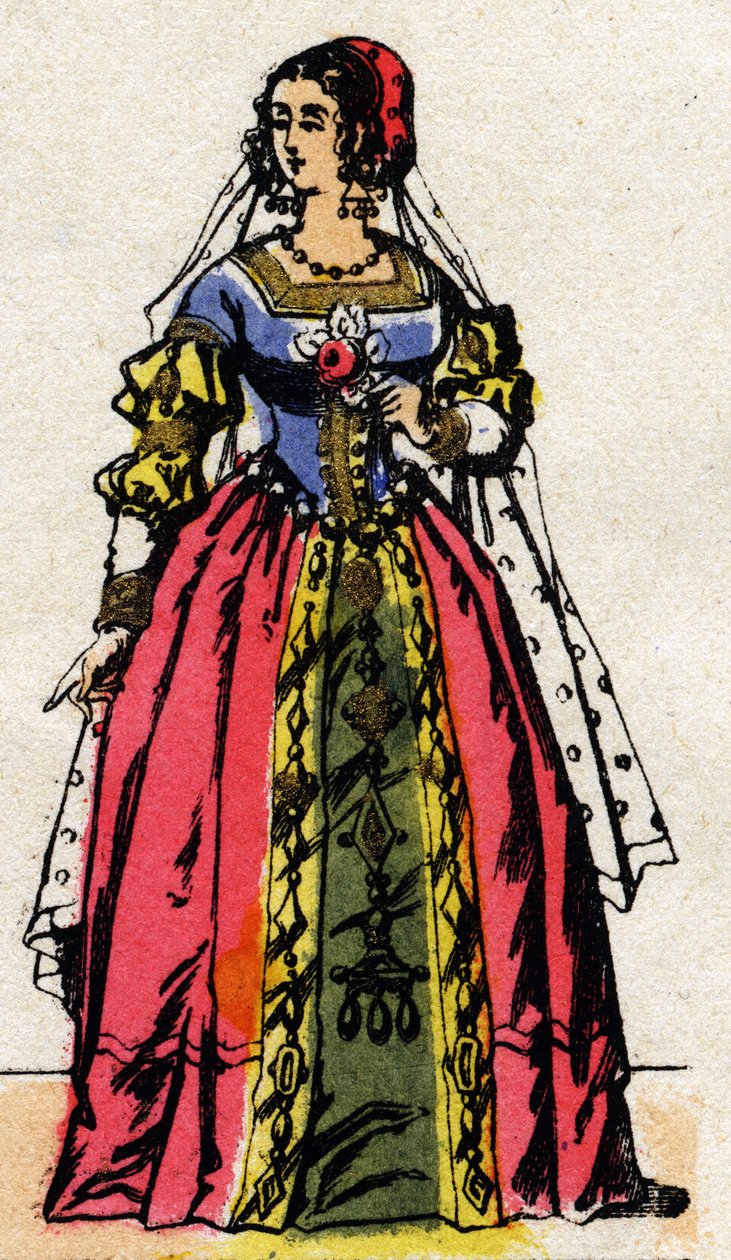 Valois-dinasztia: Habsburg Eleonóra vagy Ausztria (1498-1558) francia királynő, I. Francois (1494-1547) felesége portréja. Epinális képalkotás a 19. század végéről. Magángyűjtemény. alkotó: French School