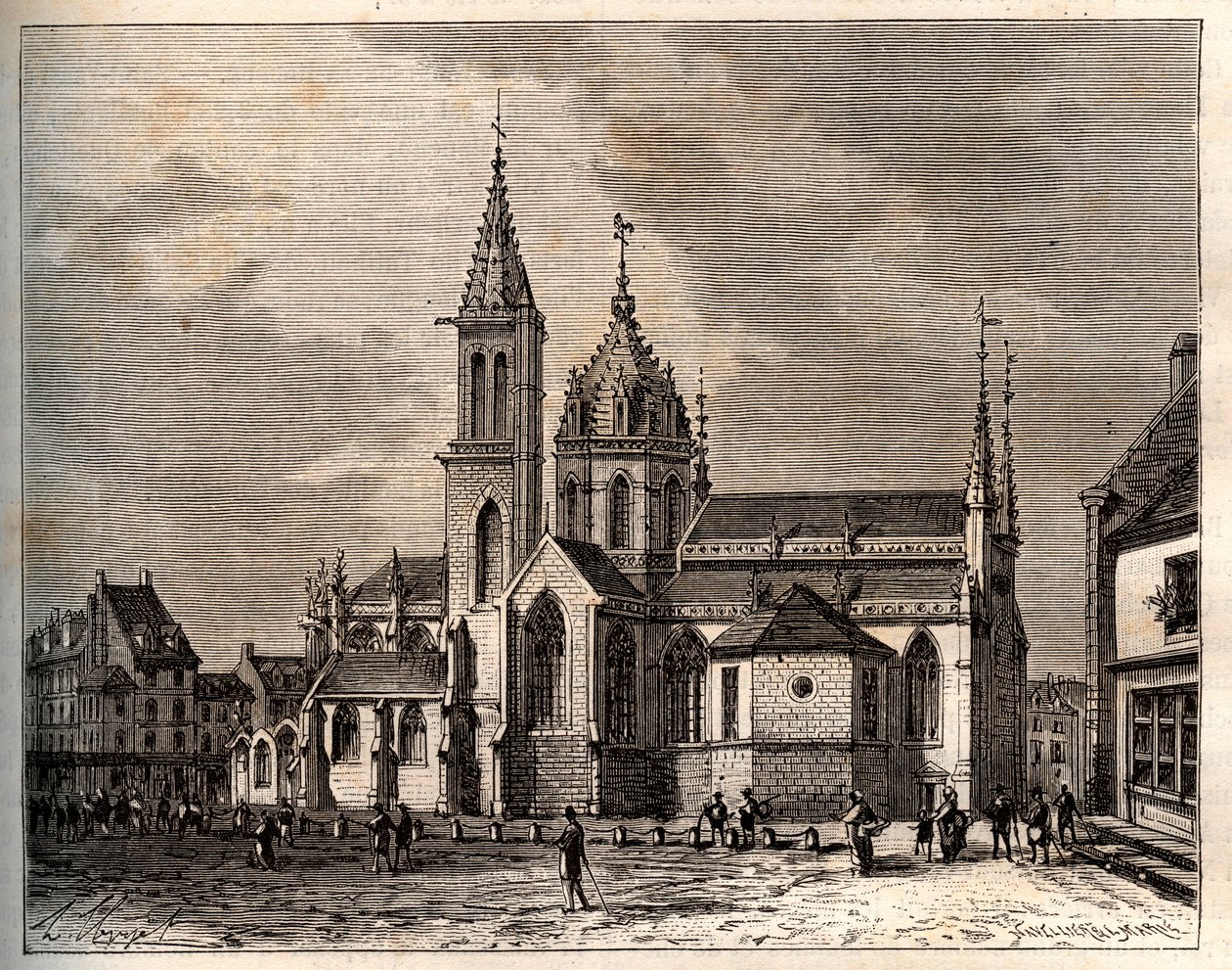 Valognes - Normandia - V. A. Malt-Brown metszet a „La France illustrée: földrajz, történelem, statisztikai igazgatás” c. 1884 alkotó: French School