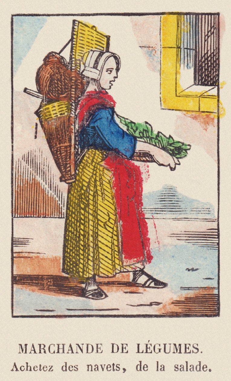 Zöldségárus. Répát, salátát vesz, 1819 körül (nyomtatás) alkotó: French School
