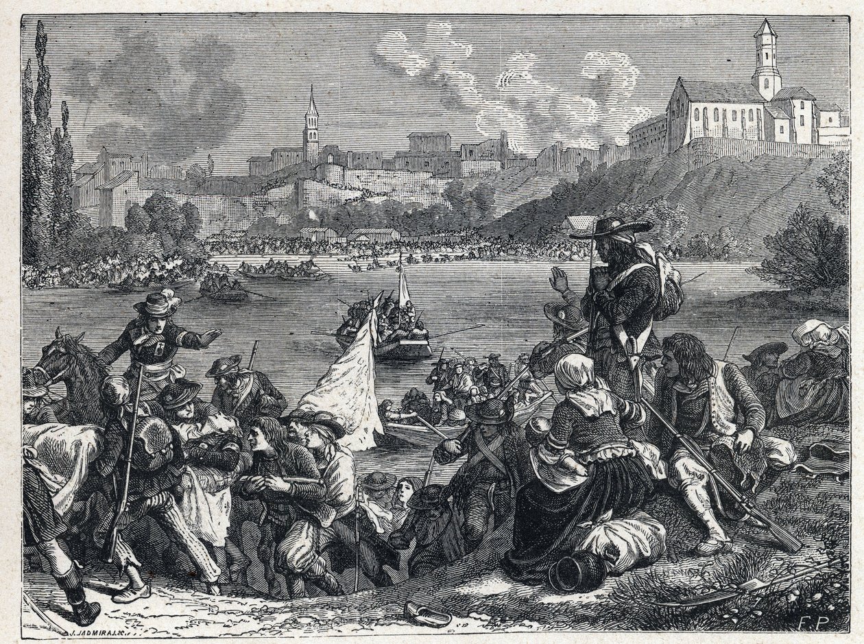 Vendee-háború (1793-1796): a cholet-i csatában vereséget szenvedett vendeaiak október 18-án visszatértek Loire-ba. alkotó: French School