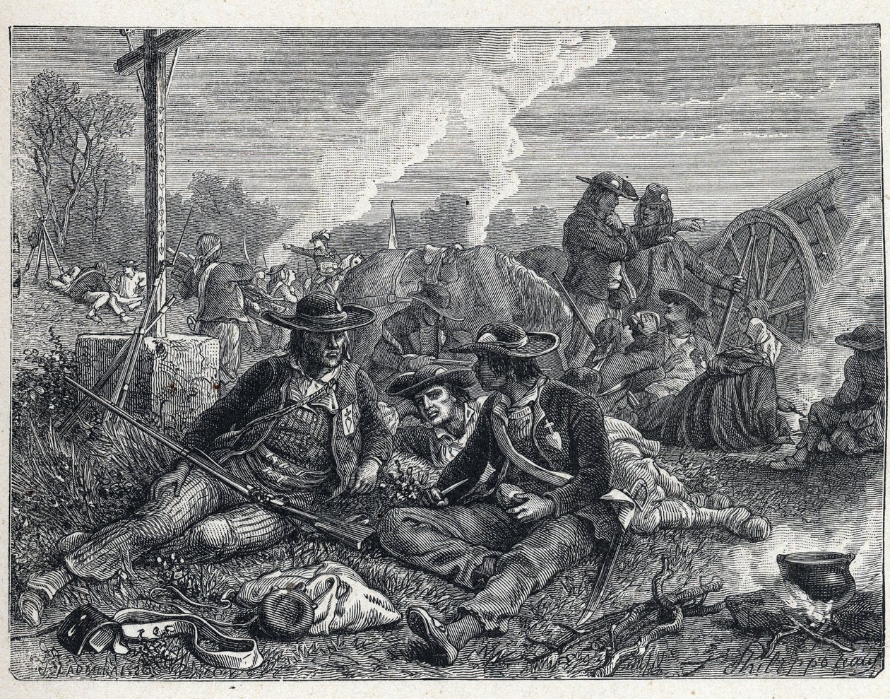 Vendee Wars (1793-1796): vendea felkelők tábora. alkotó: French School