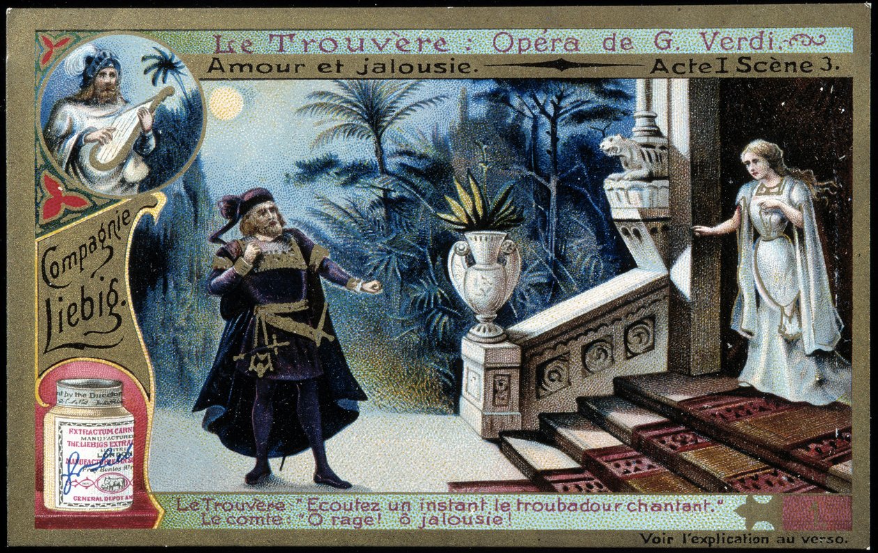 Verdi Trouvère: I. felvonás sc. 3 - Liebig kromotográfia, 1900 körül alkotó: French School