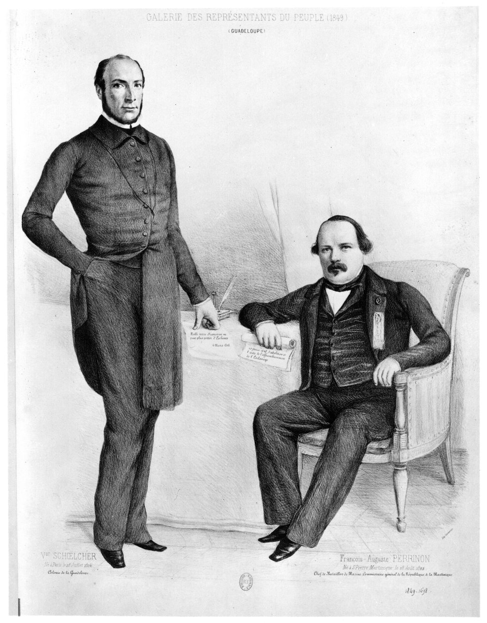 Victor Schoelcher (szül. 1804) és Francois-Auguste Perrinon (sz. 1822) Guadeloupe és Martinique képviselői, 1849 alkotó: French School
