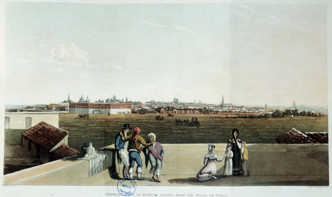 Kilátás Buenos Airesre Argentínában. Vidal litográfiája (1820) 19. század. Párizs, Latin-Amerikai Könyvtár alkotó: French School
