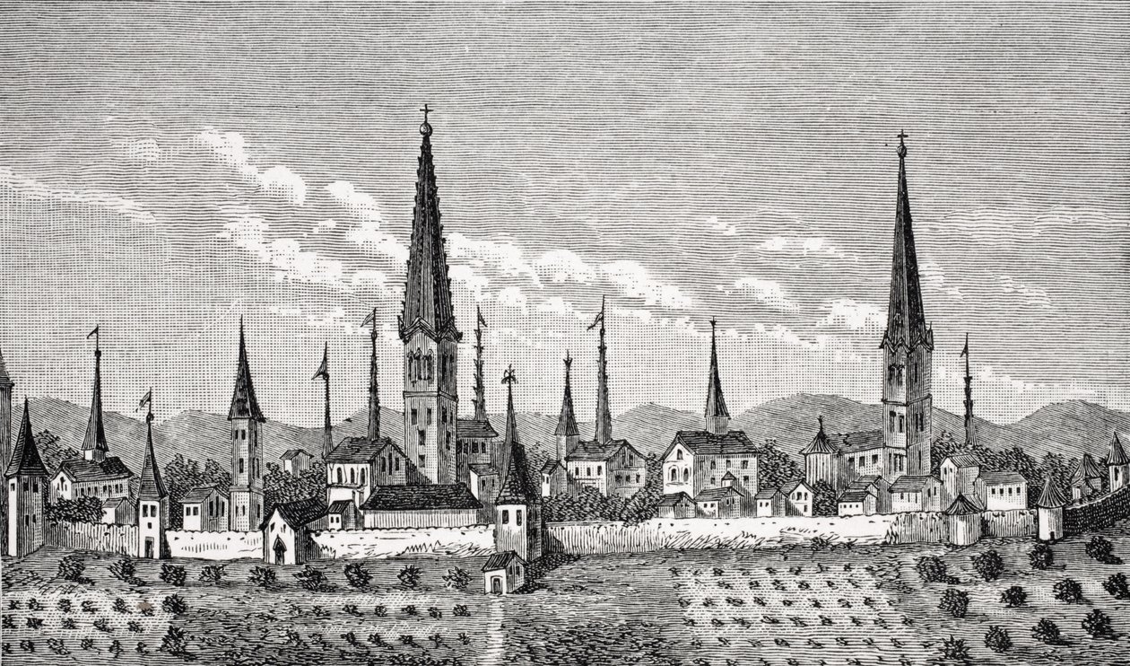 Dortmund képe, P. Bertius „Theatrum Geographicum” című művében készült rézmetszet, Paul Lacroix (1806-84) „Le Moyen Age et la Renaissance” című művéből, 1847-ben megjelent alkotó: French School