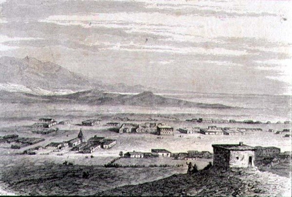Los Angeles látványa az 1860-as években (metszet) alkotó: French School