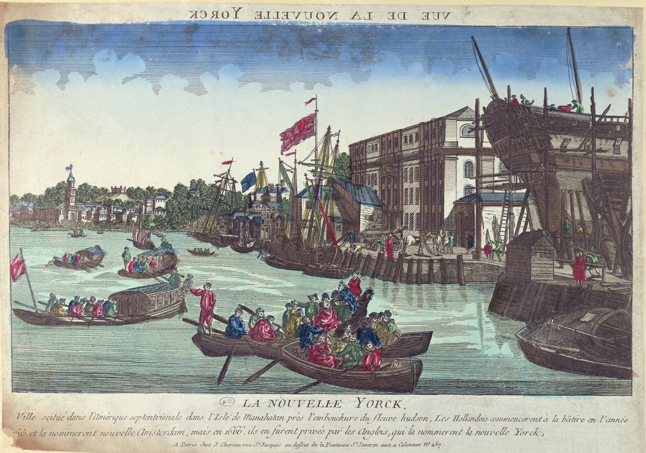 New York látképe, Balthazar Frederic Leizelt metszete alkotó: French School