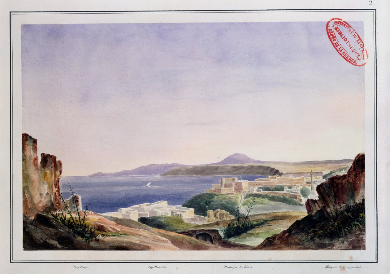 Oran kilátása a régi Kasbah felől, 1830 körül (wc papíron) alkotó: French School