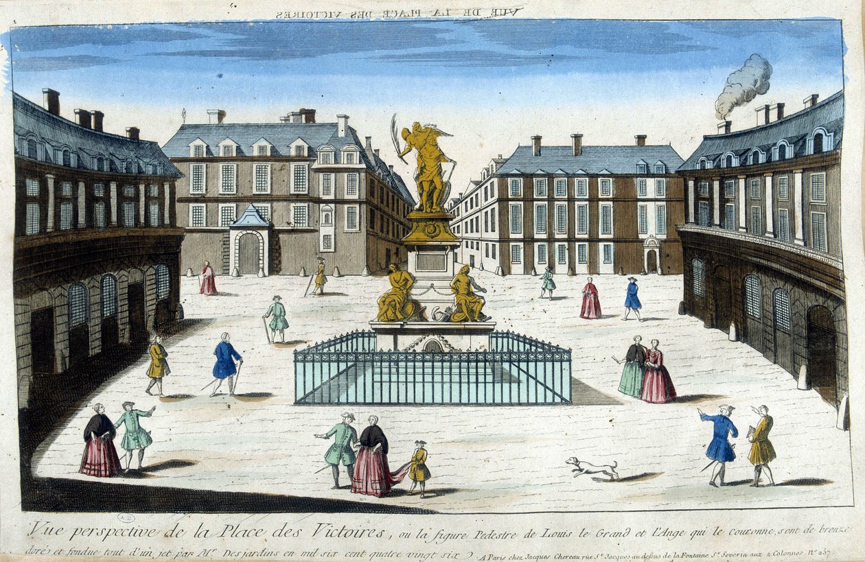Kilátás a Place des Victoires-ra Párizsban - Optikai nézet alkotó: French School