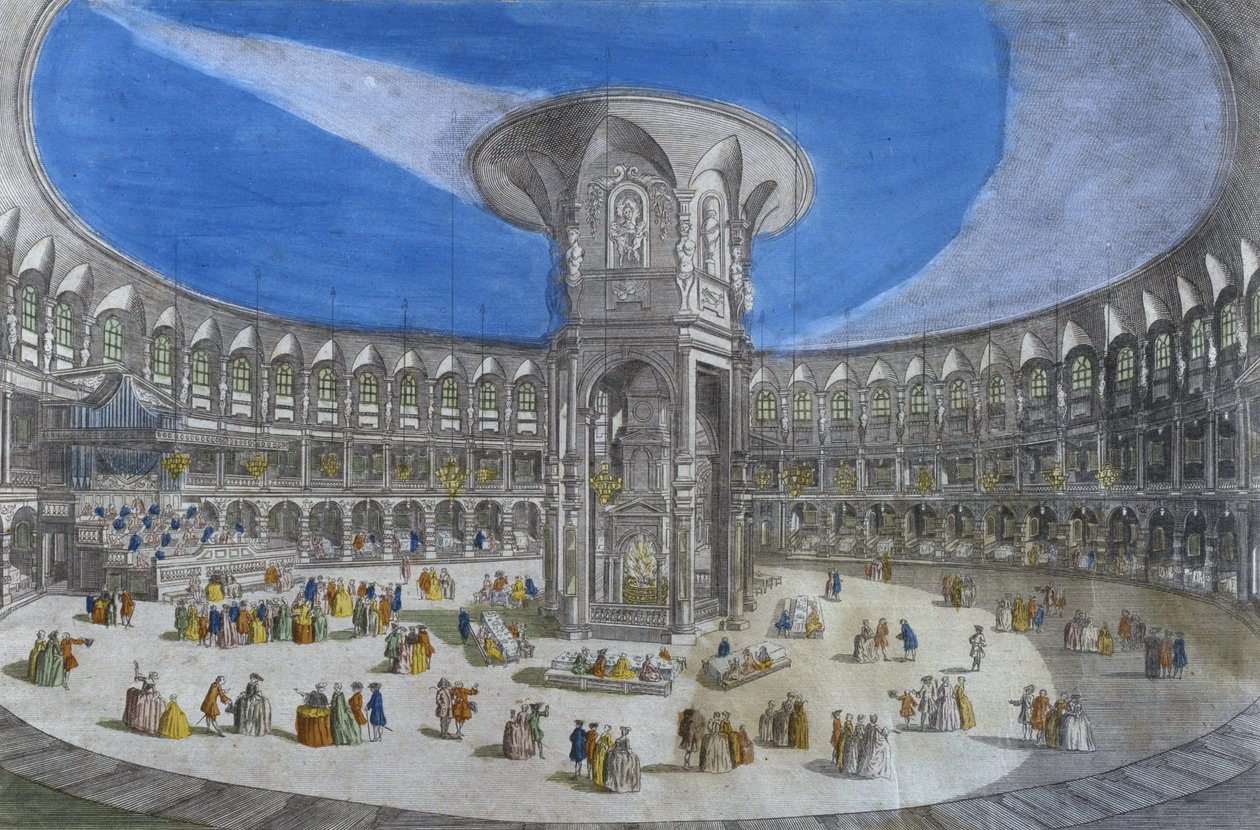 Kilátás egy ebédre, Ranelagh kertek, a rotunda belseje, London (színes gravírozás) alkotó: French School