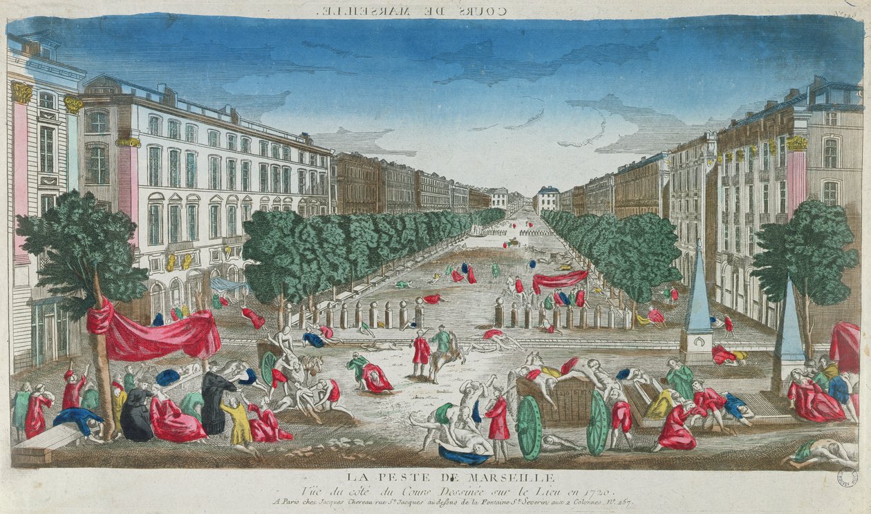 Kilátás a Cours Belsunce-ra, Marseille-ben, az 1720-as pestisjárvány idején alkotó: French School