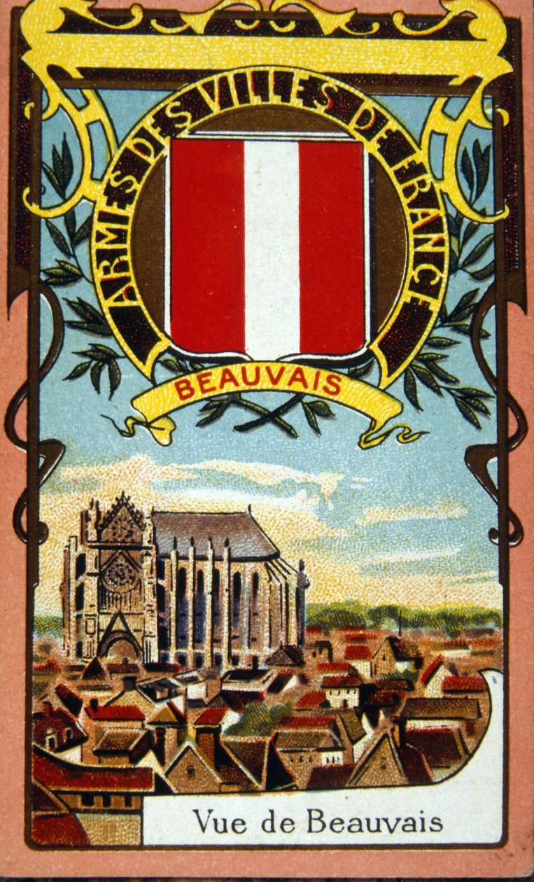 Kilátás a francia Beauvais városra, 1900 körül (kromolitográfia) alkotó: French School