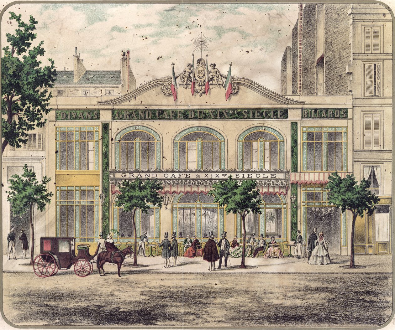 Kilátás a Grand Cafe du XIXeme Siecle-re, Párizs, 1857 alkotó: French School