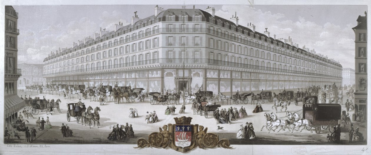 Kilátás a Magasins du Louvre áruházra, Párizs, 1866 alkotó: French School