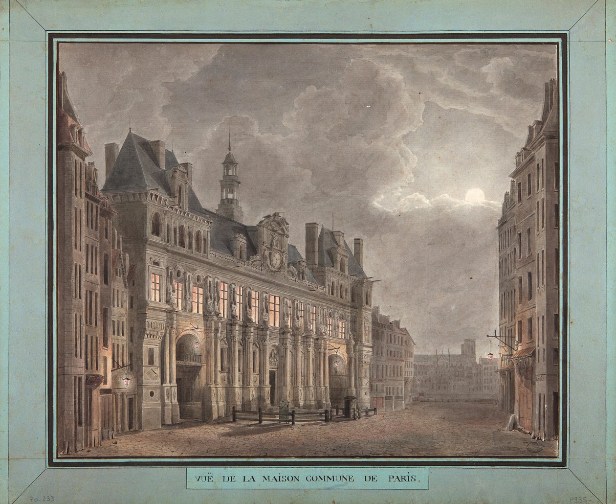 Kilátás a párizsi Maison Commune-ra, 1790-95 között (wc papíron) alkotó: French School