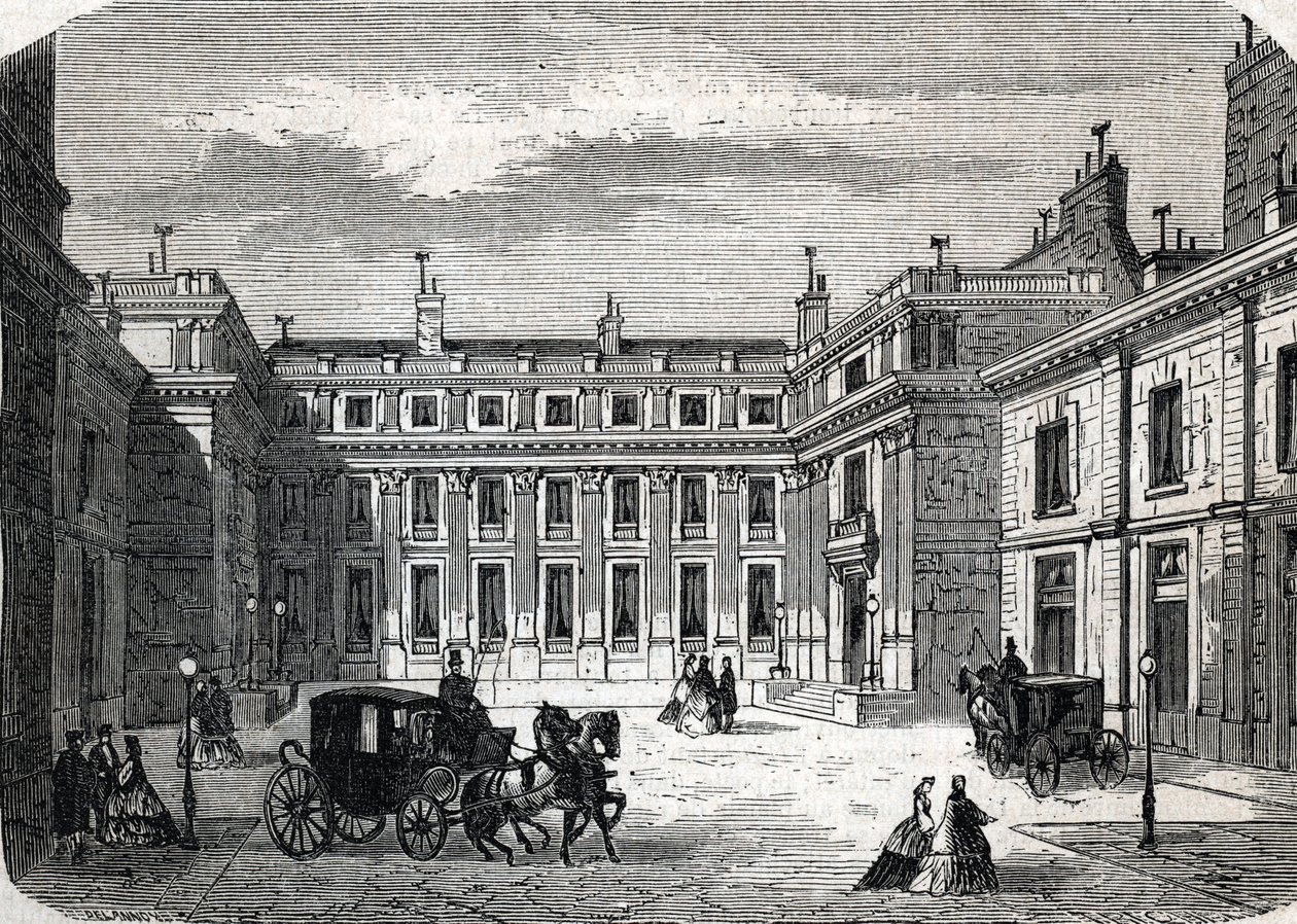 Kilátás a Közoktatási Minisztériumra, Hotel de Rochechouart rue de Grenelle, Párizs - (metszet) 1864 alkotó: French School
