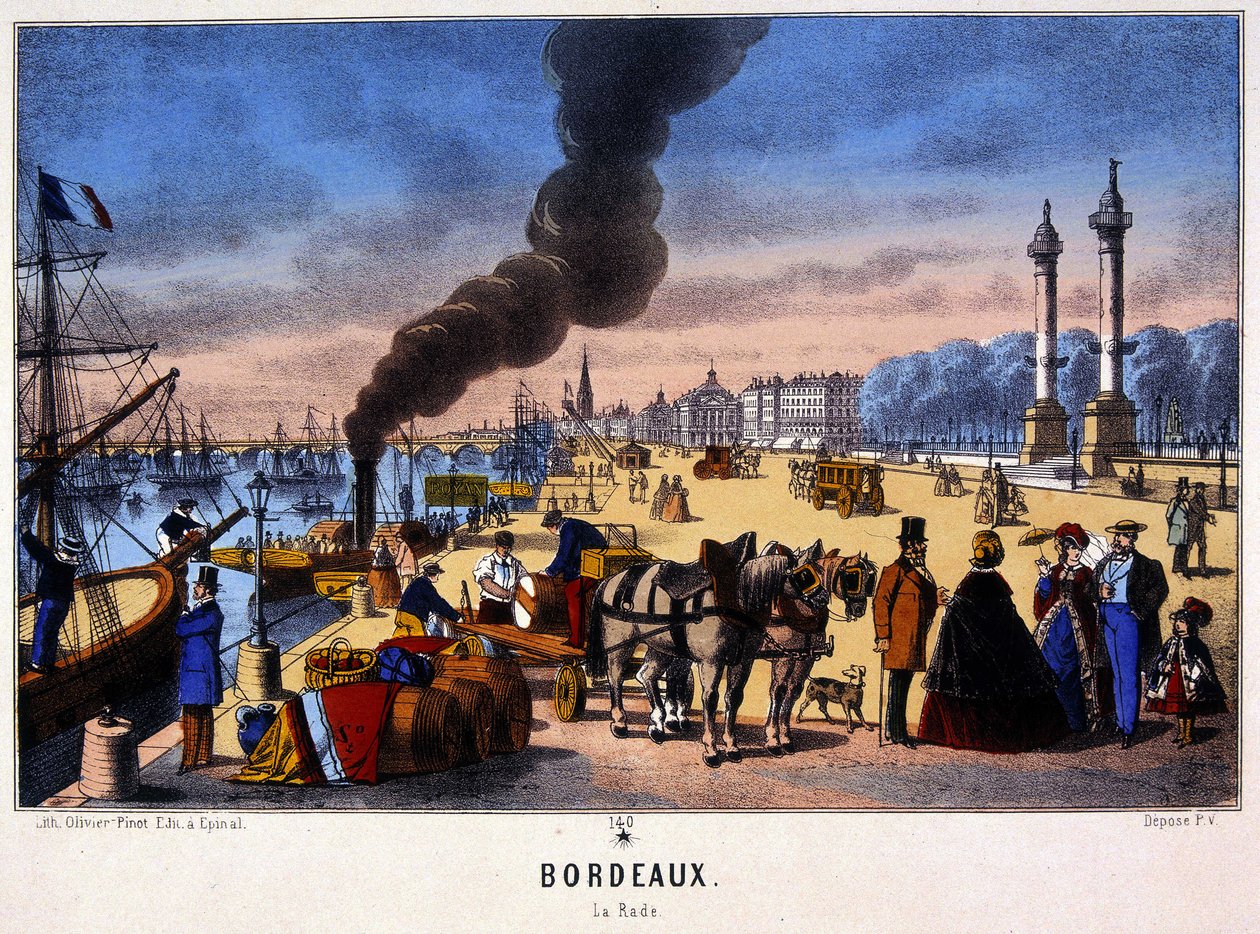 Bordeaux kikötőjének képe, Epinal képe, n.d. 19. század alkotó: French School