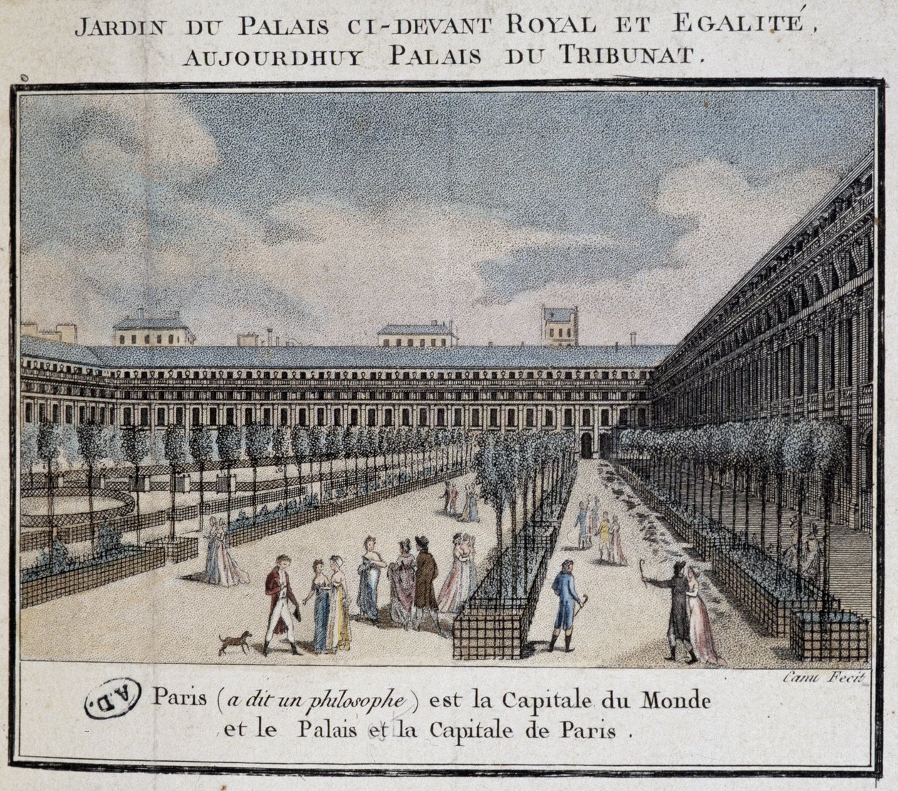 Kilátás a királyi palotára (Palais du Tribunat) kerttel és sétálókkal alkotó: French School