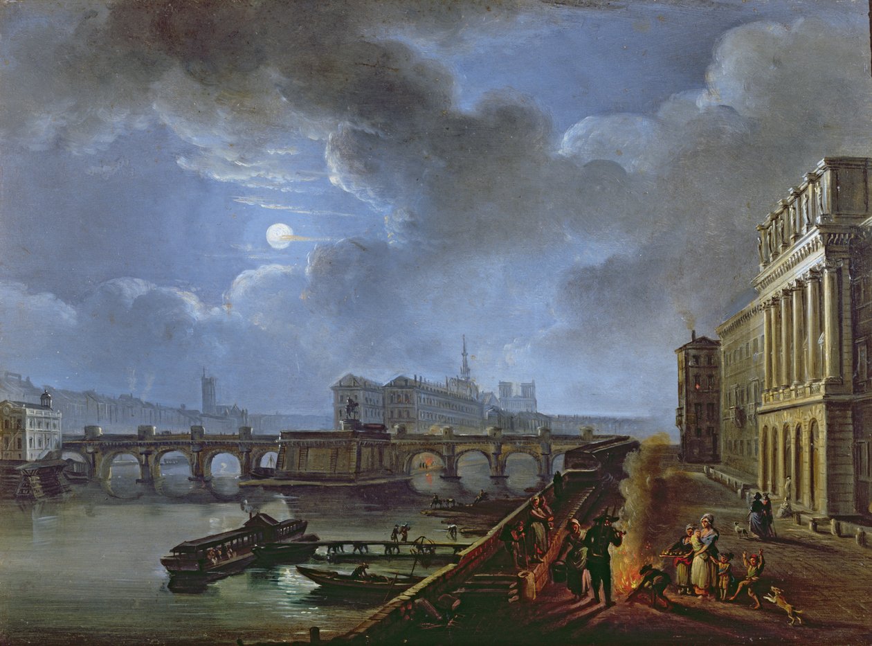 Kilátás a Szajnára a bal partról, a XVIII. század vége alkotó: French School