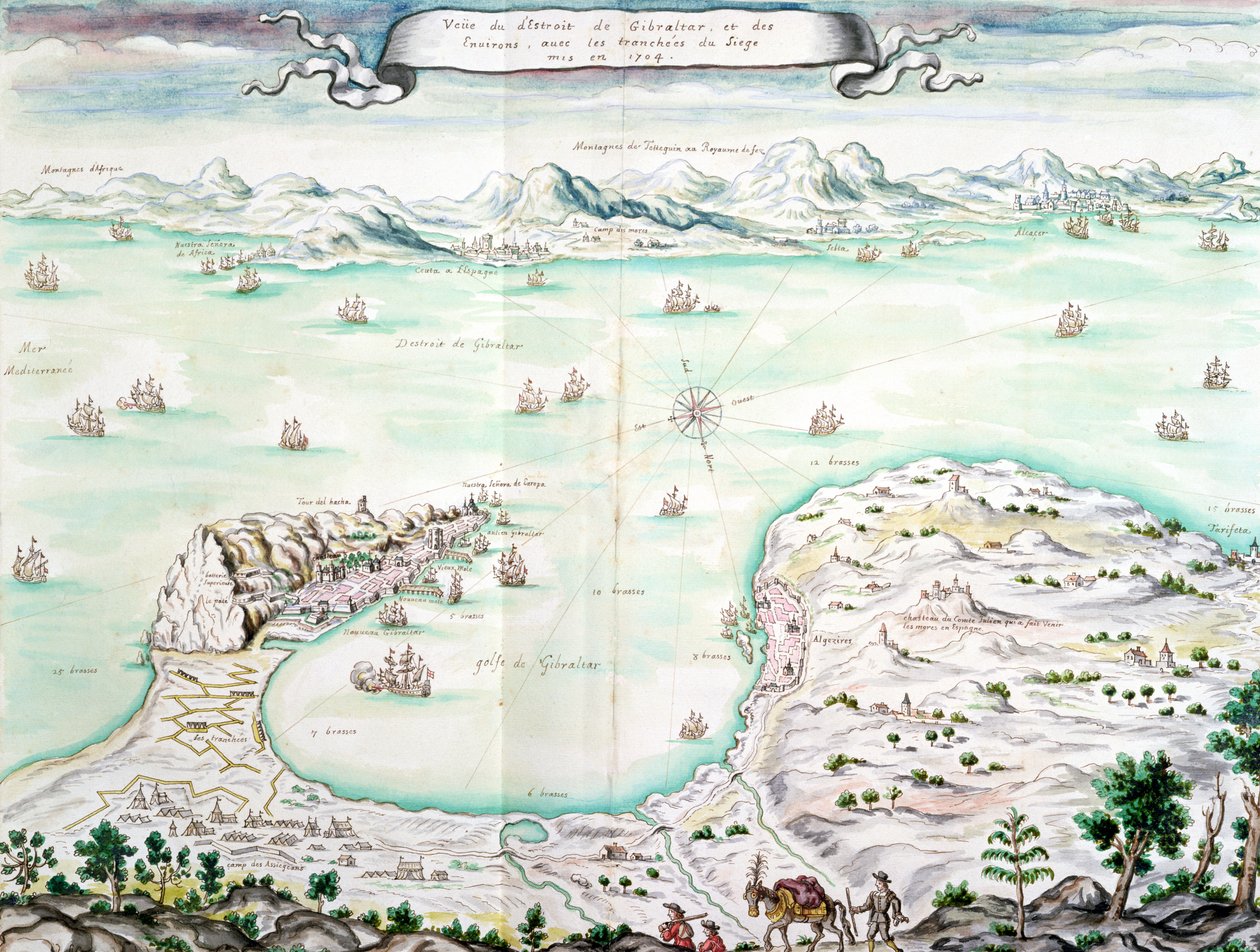 Kilátás Gibraltár ostromáról 1704-ben (wc papíron) alkotó: French School