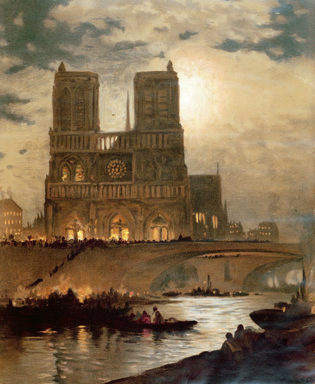 Kilátás a Notre-Dame-székesegyház nyugati homlokzatára, Párizs, 1840 körül alkotó: French School