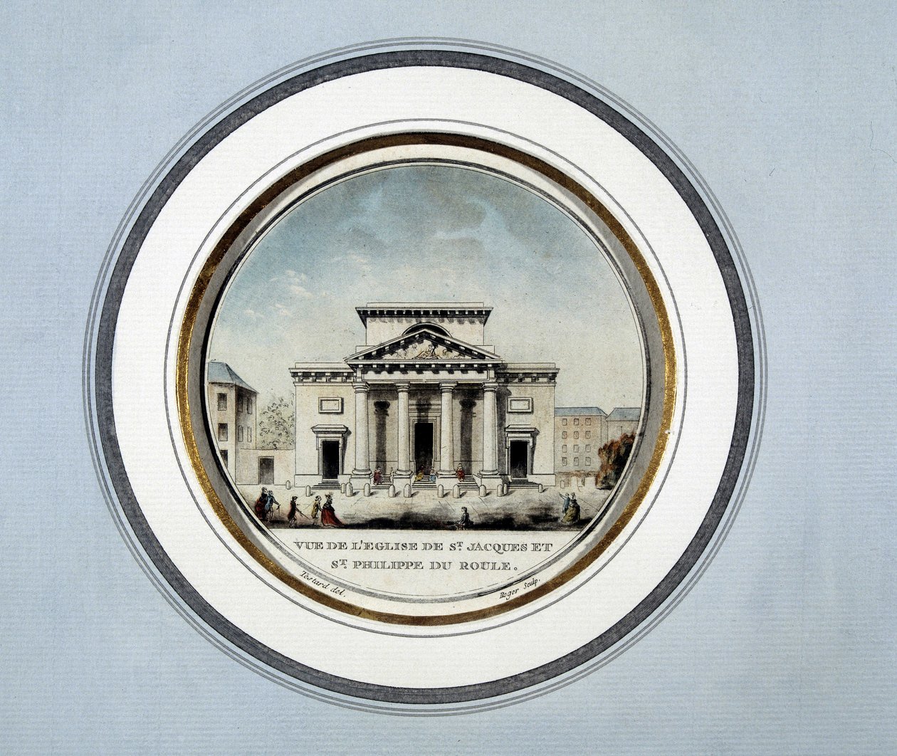 Kilátás a Szent Jacques és Saint Philippe du Roule templomra - litográfia alkotó: French School