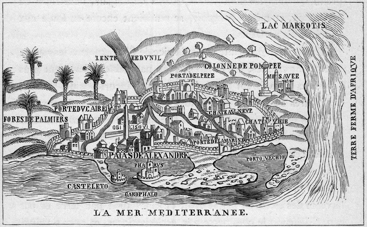 Kilátás nyílik Alexandria városára, Egyiptomban alkotó: French School