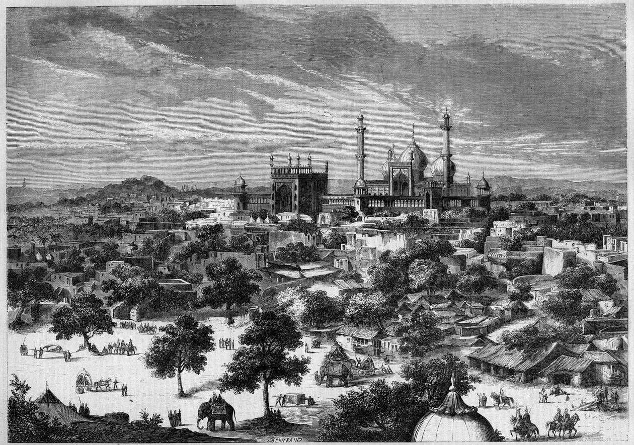 Delhi városának kilátása (India) 1857-ben. Alexis Soltykoff herceg vázlatából. Bertrand metszete a „” Le Monde Illustré”” 20. számában, 1857. augusztus 29-én. alkotó: French School