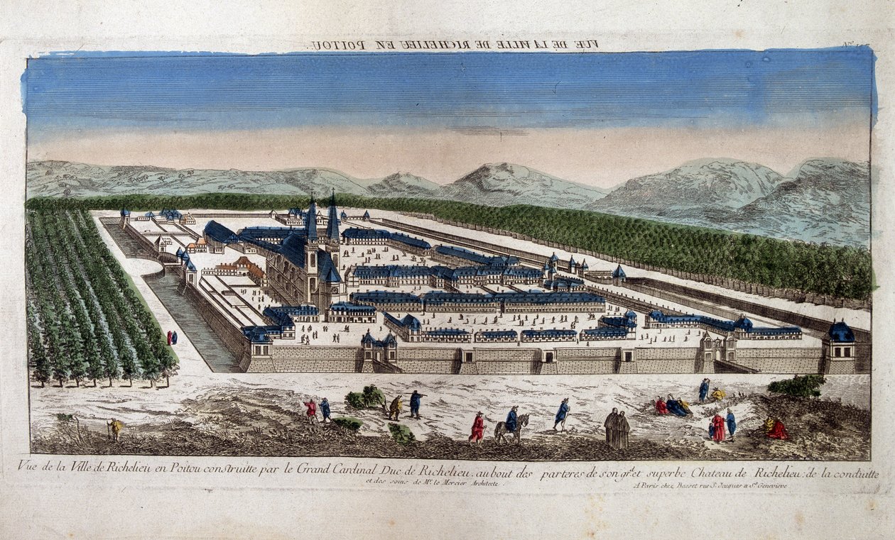 Kilátás Richelieu városára Poitouban - Optikai alkotó: French School