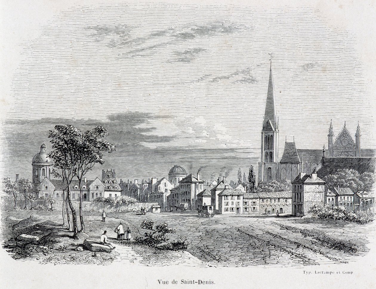 Kilátás Saint Denis városára, 19. század eleje. alkotó: French School