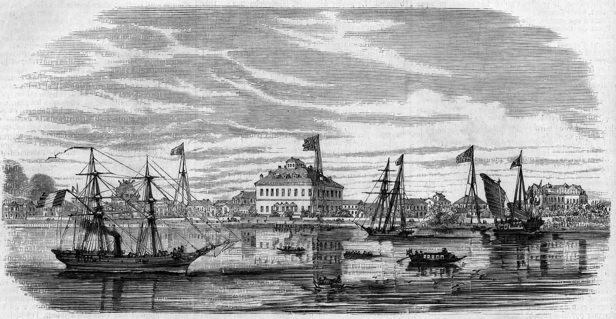 Kilátás a város Shan Hai (Sanghaj-hai, Shanghai), Kína alkotó: French School