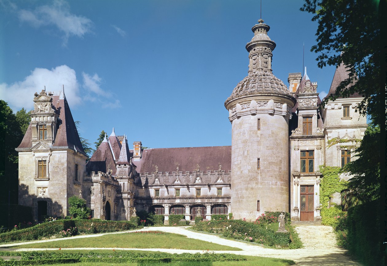 Kilátás az udvarra és a toronyra, 1536-48 alkotó: French School