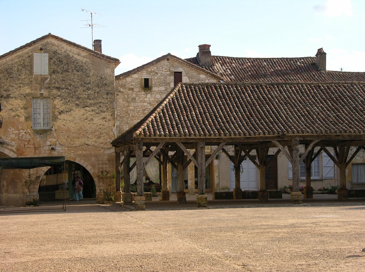 Kilátás a falu fedett piacára alkotó: French School