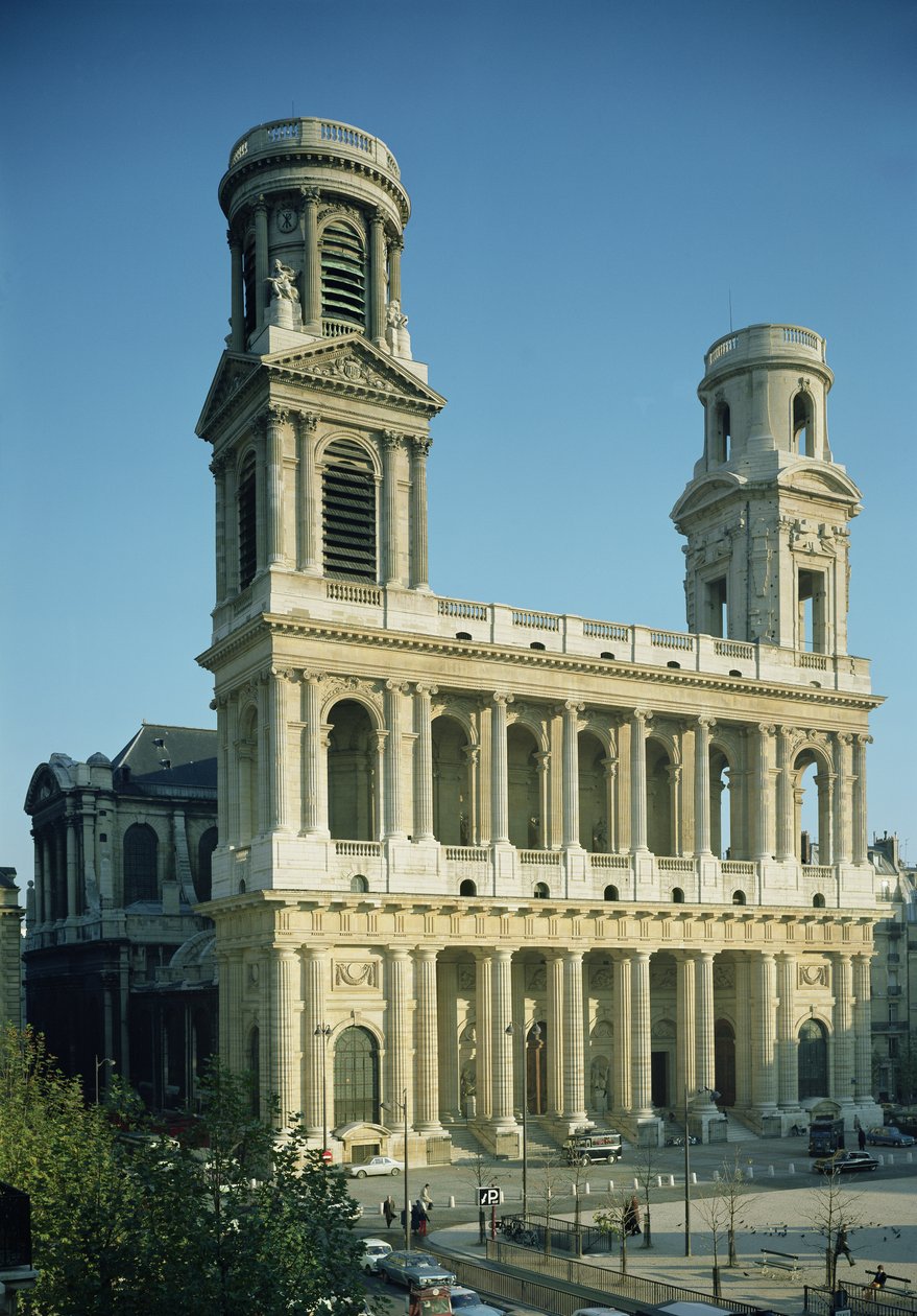 Kilátás az 1646-1780 között épült Saint-Sulpice templom homlokzatára alkotó: French School
