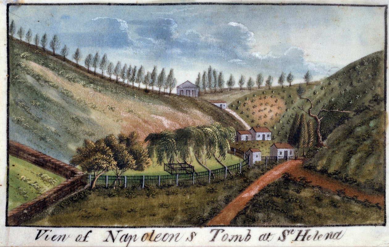 Szent Ilona-sziget látképe I. Napóleon császár (1769-1821) sírjával Akvarell 1821 körül. Ile d