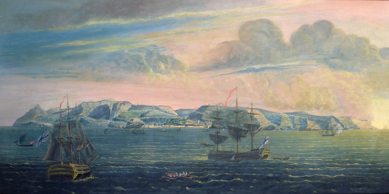 Kilátás Szent Ilona szigetére, 1820 körül (wc és gouache papíron) (lásd még: 182638) alkotó: French School