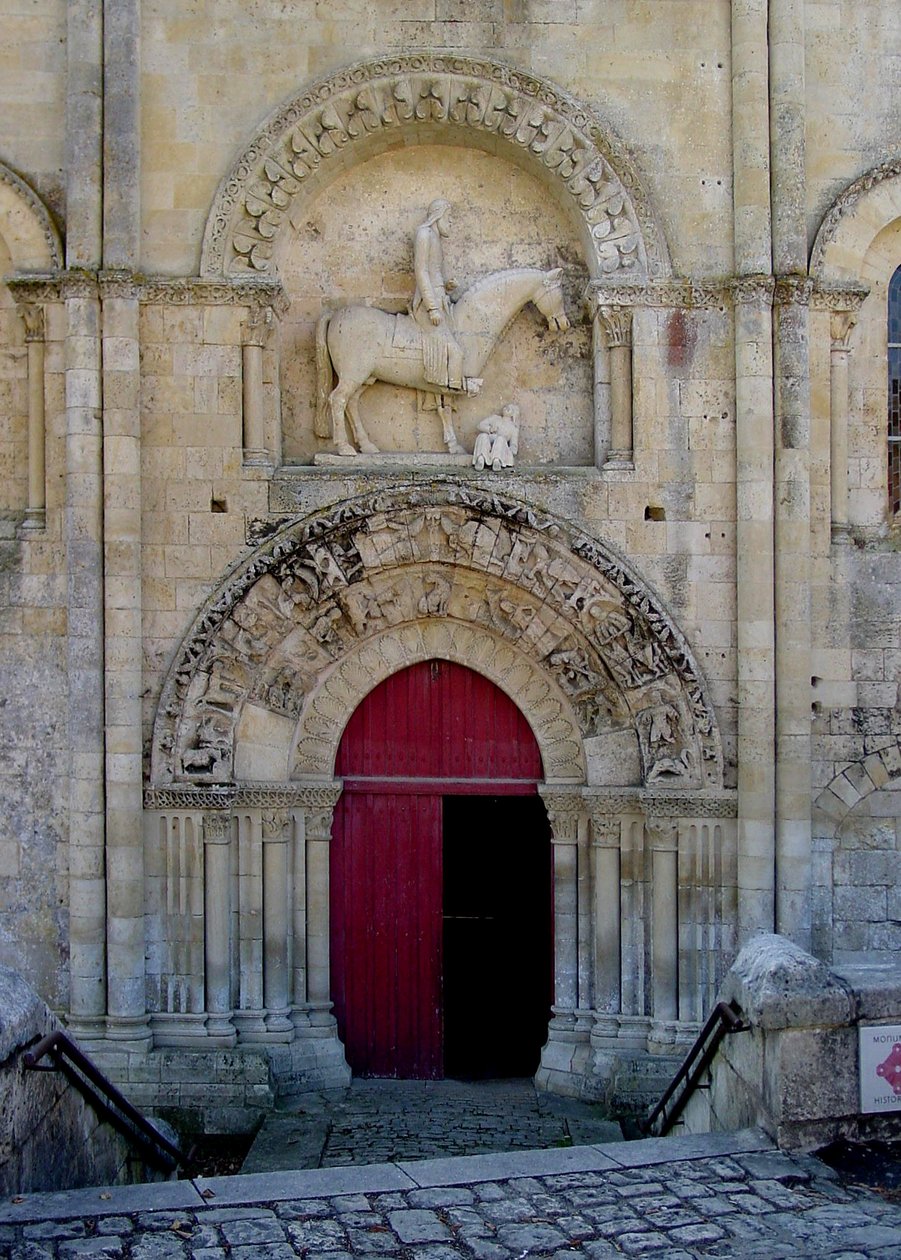 Kilátás a Szent Hilaire-templom északi portáljára alkotó: French School
