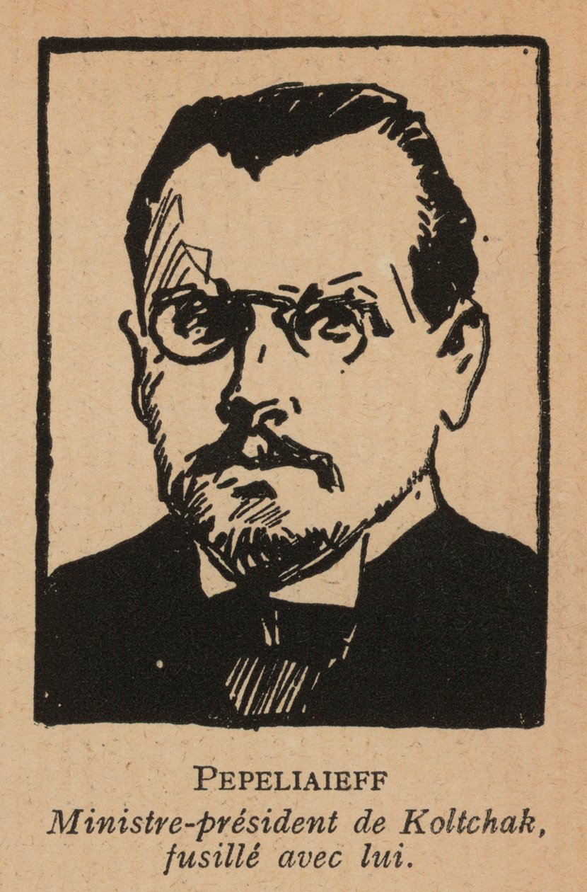 Viktor Pepeljajev, orosz politikus, Kolcsak admirális fehérorosz kormányának miniszterelnöke Szibériában, a bolsevikok kivégezték (litho) alkotó: French School