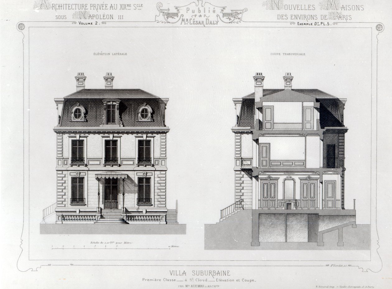 Suburban Villa, Premier Chasse St. Cloudban, az Architecture Privee au C19th-től, alkotó: French School