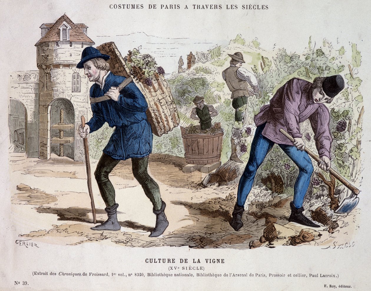 Szőlőkultúra a 15. században – a „” Costume de Paris évszázadokon át” c. alkotó: French School